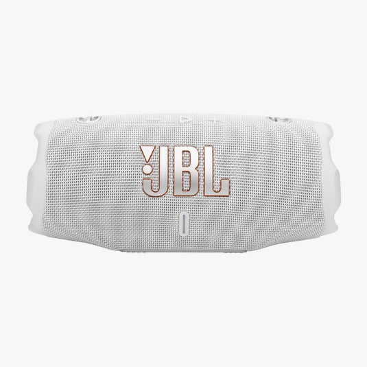 White JBL speaker on a white background