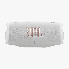 White JBL speaker on a white background