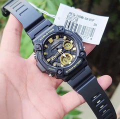 CASIO AEQ-120W-9AVDF Analog-Digital Watch – World Time, 10-Year Battery, 100m Water Resistant, LED Light, Stopwatch & Alarms
