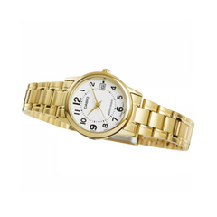 CASIO LTP-V002G-7BUDF Women’s Analog Watch – Gold Stainless Steel, White Dial, Quartz Movement, Water Resistant, Elegant Classic Ladies Watch