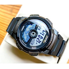 CASIO AE-1100W-1AVDF Digital Sports Watch – World Time, 10-Year Battery, LED Display, Water Resistant