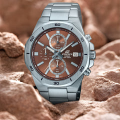 Casio Edifice EFV‑640D‑5AV Men’s Chronograph Watch | Silver Stainless‑Steel Bracelet | Blue Sunburst Dial | 100 M Water‑Resistant Sport Dress Watch