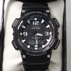 CASIO AQ-S810W-1AVDF Tough Solar Analog-Digital Watch – 100M Water Resistant, World Time, 5 Alarms, LED Light, Stopwatch, Resin Band, Quartz