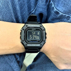 CASIO W-218H-1BVDF Men’s Digital Watch – Black Resin, LED Light, 1/100s Stopwatch, Daily Alarm, Auto Calendar, 12/24h, 50M Water Resistant, Quartz
