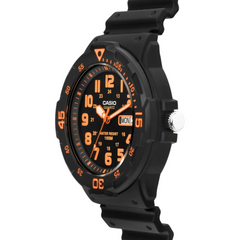 CASIO MRW-200H-4BV Men’s Analog Watch – Orange Dial, 100M Water Resistant, Rotating Bezel, Day-Date, Resin Case & Strap, Quartz