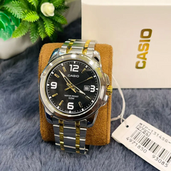CASIO MTP-1314SG-1AVDF Men’s Analog Watch – Black Dial with Gold-Tone Case & Bracelet, Classic & Elegant