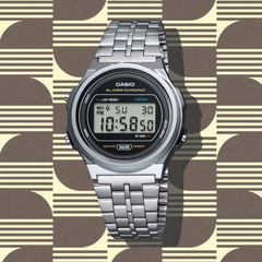 CASIO A171WE-1ADF Vintage Retro Digital Watch | Classic Silver Stainless Steel Men’s Watch | LED Light, Stopwatch, Alarm, Water Resistant