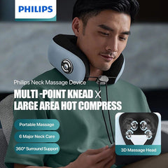 Philips PPM3304 Shoulder & Neck Massager – 4‑Node Kneading + 42 °C Hot Compress, Cordless, USB‑C, Ergonomic Wraparound Design