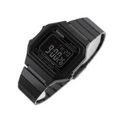 CASIO B650WB-1BDF Digital Vintage Watch – Retro 1980s Style, Stainless Steel Band, Water-Resistant, Multifunctional Features, Classic Black Design