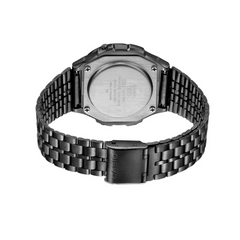CASIO A171WEGG-1A Vintage Retro Digital Watch | Black Ion-Plated Stainless Steel Men's Watch | LED Light, Alarm, Stopwatch