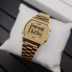 CASIO B640WGG-9DF Vintage Digital Watch – Gold Stainless Steel, LED Light, Alarm, Stopwatch, Water Resistant, Classic Retro Design