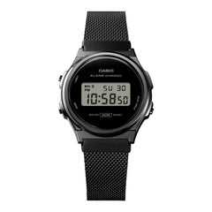 Casio A171WEMB-1ADF Vintage Digital Watch – Black Mesh Band, LED, Retro Style