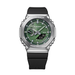 CASIO G-SHOCK GBM-2100A-1A3 – Metal-Covered “CasiOak” with Tough Solar & Bluetooth, Green Dial, 200M Water Resistant, Super Illuminator, Bio-Based Resin Band