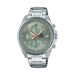 CASIO EDIFICE EFV-610DE-3AUDF Men’s Chronograph Watch – Green Sunray Dial, Stainless Steel Bracelet, Quartz, Date, Mineral Glass, 100M Water Resistant