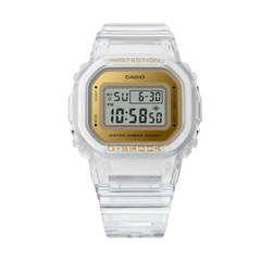 CASIO G‑SHOCK GM‑S5600SG‑7DR Women’s Clear Resin Crystal Watch – Gold Dial Vapor‑Deposition, Shock‑Resistant, 200M Water Resistant