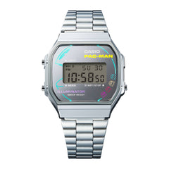 CASIO A168WEPC-7ADR PAC-MAN Limited Edition Vintage Digital Watch – Retro Gaming LED Quartz Alarm Stainless Steel Timepiece