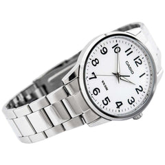 CASIO MTP-1303D-7BVDF Men’s Analog Watch – Classic Silver Stainless Steel, White Dial, Quartz Movement, Elegant Dress Watch, Water Resistant