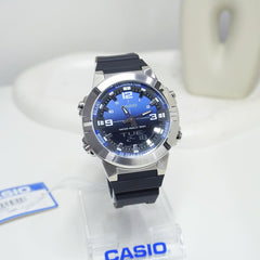 CASIO AMW-870A-2AVDF Analog-Digital Combination Watch – Stainless Steel, Dual Time Display, Water-Resistant