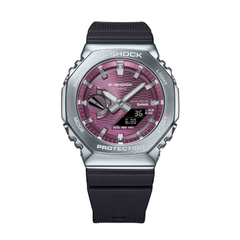 Casio G-SHOCK GBM-2100A-4B Men’s Analog-Digital Metal Covered Burgundy Dial Watch, Bluetooth, Tough Solar, 200M Water Resistant