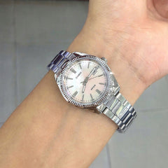 CASIO LTP-1302DS Series Women’s Analog Watch – Stainless Steel Bracelet, Date Window, Quartz Movement, Mineral Glass, 50M Water Resistant – Multiple Dial Colors