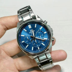 CASIO EDIFICE EFV-650D-2AVUDF Men’s Chronograph Watch – Blue Sunray Dial, Stainless Steel Bracelet, Quartz, Date, Mineral Glass, 100M Water Resistant