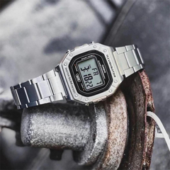 CASIO W-218HD-1AVDF Men’s Digital Watch – Stainless Steel Bracelet, Black Display, LED Light, Stopwatch, Alarm, 50M Water Resistant, Quartz