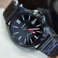 CASIO MTP‑E700B‑1EVDF Men’s Analog Watch – Black Dial & Black Ion-Plated Stainless Steel, Quartz, 50 m Water Resistance