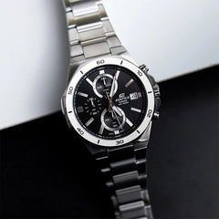Casio EDIFICE EFV‑640D‑1AVUDF Men’s Chronograph Watch | Black Dial Stainless Steel Bracelet | 100M Water‑Resistant Japanese Quartz Sports Dress Timepiece