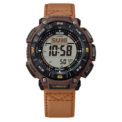 Casio PRO TREK PRG-340L-5DR Men’s Solar Triple Sensor Brown Field Watch, Tough Solar, 100M Water Resistant
