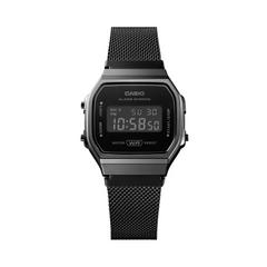 CASIO A168WEMB-1BDF Vintage Unisex Digital Watch – Black Mesh Stainless Steel, EL Backlight, Alarm, Stopwatch, Water Resistant