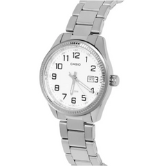 CASIO LTP-1302D-7BVDF Women’s Analog Watch – White Dial, Stainless Steel Bracelet, Date Display, 50m Water Resistant, Quartz