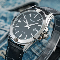 CASIO MTP-1308L-1AVDF Men’s Analog Watch – Black Dial, Leather Strap, Elegant & Reliable