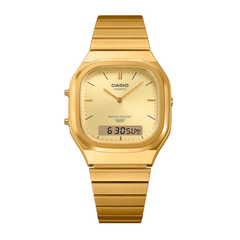 Casio AQ-240EG-9ADF Vintage Unisex Gold Analog-Digital Watch with Dual Time & Stainless Steel Band - THE HAPPY BUY