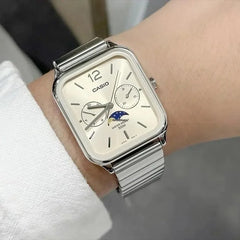 CASIO MTP-M305D-9AVDF Men's Gold Dial Analog Watch | Stainless Steel Multi-Dial Quartz Wristwatch | Day-Date 24-Hour Subdials | Elegant Dress Watch for Men | Water Resistant