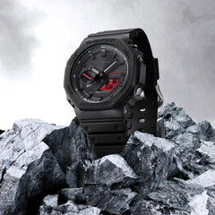 CASIO G-SHOCK GA-B2100BBR-1A “CasiOak” – Tough Solar & Bluetooth Analog-Digital Watch, Stealth Black/Red, Carbon Core Guard, 200M Water Resistant, Super Illuminator
