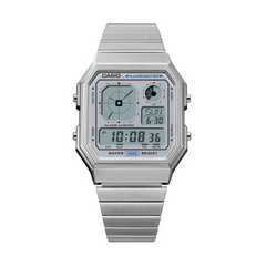 CASIO A130WE-7ADF Vintage Digital Watch – Men’s Silver Stainless Steel Retro LCD Dual Time LED Alarm Quartz Chronograph Timepiece