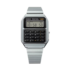 CASIO CA-500WE-1ADF Vintage Calculator Watch – Retro Digital Display, Stainless Steel Band, Multi-Function Alarm, Dual Time, Water Resistant
