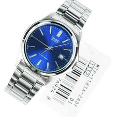 CASIO MTP-1183A-2ADF Men’s Analog Watch – Blue Dial, Stainless Steel Bracelet, Date Display & Water Resistant