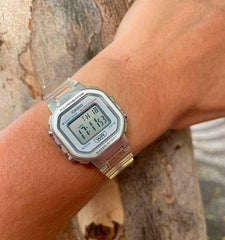 CASIO LA-20WHS-7ADF Digital Pop Watch – White Resin Case with Bold Multi-Function Display, Retro-Inspired Design