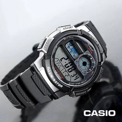 CASIO AE-1000W-1BVDF Digital Men’s Watch – World Time, 10-Year Battery, LED Light, Stopwatch, Countdown Timer, Water Resistant Sports Design