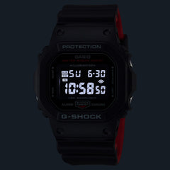 CASIO G-SHOCK DW-5600UHR-1D Digital Watch – Black/Red Heritage Edition, Shock Resistant, 200M Water Resistant, LED Backlight, Stopwatch, Countdown Timer, Alarm