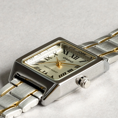 CASIO LTP-V007SG-9BUDF Women’s Analog Watch – Two-Tone Stainless Steel, Champagne Dial, Rectangular Case, Quartz Movement, Elegant & Water Resistant