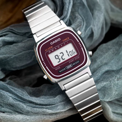 CASIO LA670WA-4DF Vintage Digital Watch – Coral Pink Resin Case with Gold-Tone Accents, Retro Design & Multi-Function Features