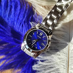 CASIO LTP-1215A-2A2DF Women's Analog Watch – Stainless Steel with Blue Dial, Elegant & Classic Timepiece