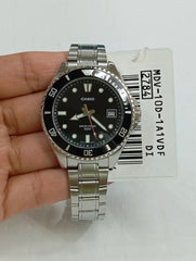 Casio MDV-10D-1A1VDF Analog Watch Black Dial Stainless Steel Quartz Watch 200M Water Resistant Dive Style Casio Standard Series Gift for Him