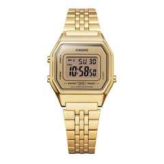 CASIO LA680WGA-9DF Vintage Digital Watch – Gold-Tone Stainless Steel, Retro Design with Multi-Function Features