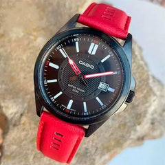 CASIO MTP‑E700BL‑1EVDF Men’s Analog Watch – Black Dial Stainless Steel Case, Leather Strap | Classic, Water‑Resistant Design