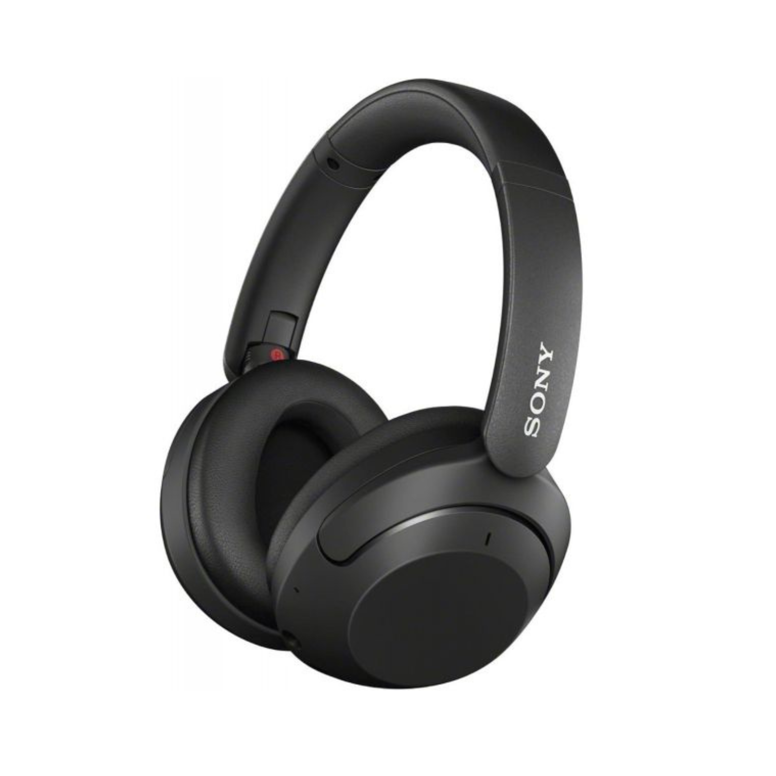 Black Sony headphones on a white background