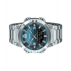 CASIO AMW-870DA-2A2VDF Digital-Analog Combination Watch – Stainless Steel, Dual Time Display, Water-Resistant