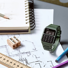 CASIO CA-53WF-3BDF Standard Calculator Watch – Retro Digital, Green, Multifunctional, Water-Resistant, Classic Style